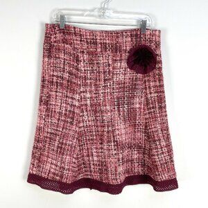 NEW Kensie Womens Flower Pink Tweed Skirt Size 8 Knee Length A Line